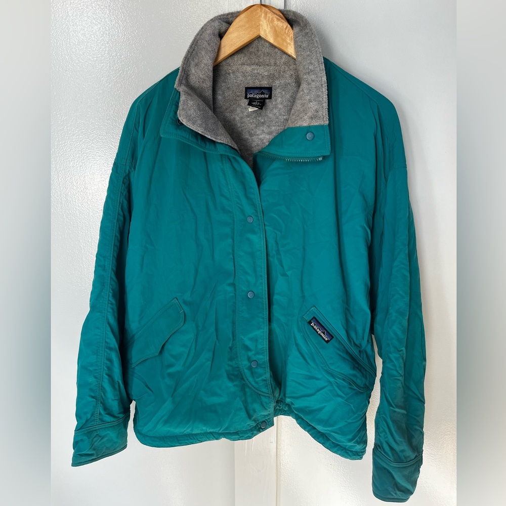 Patagonia Woman’s Teal Coat Size L Vintage Made In USA